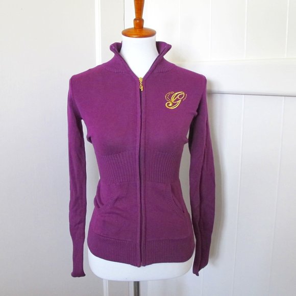 Guess | Gold and Purple Sweater Waist Cinch Jacket - Picture 1 of 9